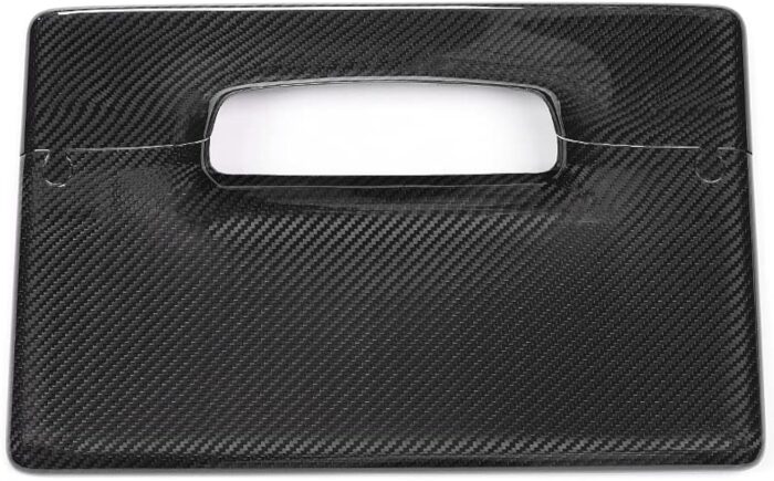 JSWAN Carbon Fiber Center Control Touchscreen Cover Frame for Tesla Model 3 (2017-2022) Model Y (2017-2023) Center Console Dashboard Multimedia Screen Back Protector Cap (Bright Black)