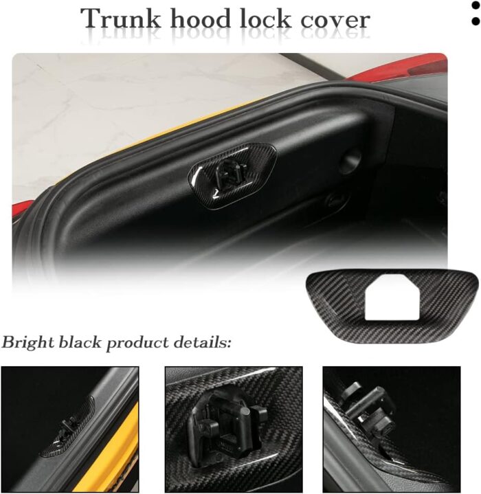 JSWAN Carbon Fibre Rear Trunk Hood Lock Replacement Cover for Toyota Supra A90 GR MK5 (2019-2023) Rear Boot Bumper Lock Portector, Car Door Lock Portector Cover Sticker (Bright Black)