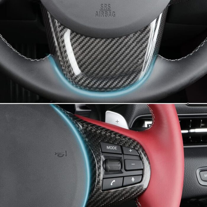 JSWAN Carbon Fiber Steering Wheel Panel Cover Fit for Toyota Supra GR A90 MK5 Steering Wheel Frame Trim, Steering Wheel Button Cover, Car Steering Wheel Panel Trim (Lower Part)