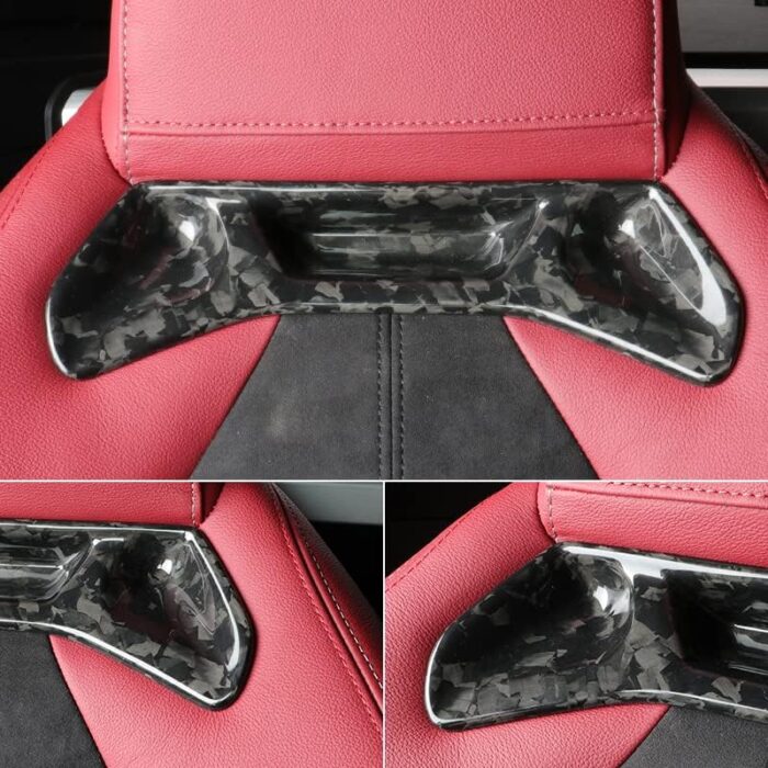 JSWAN Carbon Fiber Car Seat Headrest Cover for Supra A90 GR Seat Back Decoration Panel Cover Sticker, Seat Headrest Cover Fiber Interior Accessories (Bright Forging)