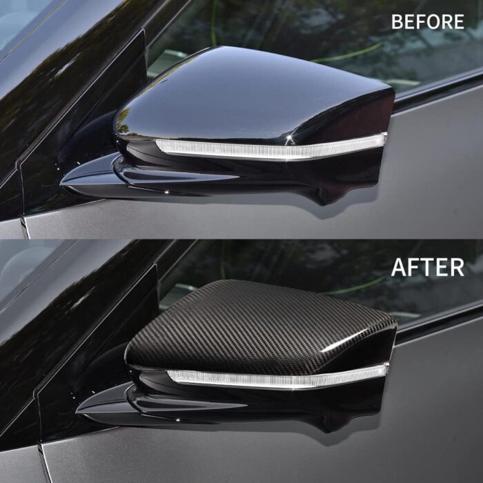 JSWAN Real Carbon Fiber Side Door Rearview Mirror Guard Cover for KIA EV6 (2021-2024) Rearview Mirror Cap Reverse Mirror Decor Shell Cover, EV6 Exterior Accessories (Bright Black)
