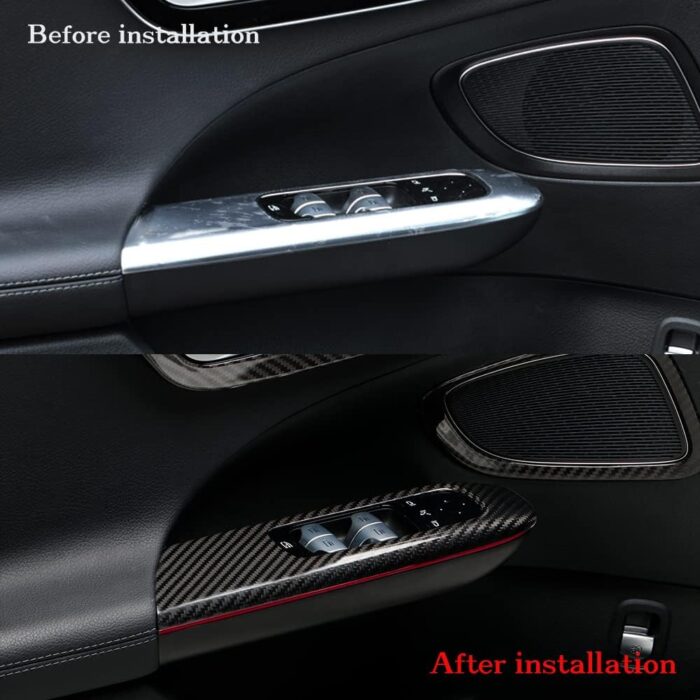 JSWAN 4PCS Carbon Fiber Door Window Control Panel Cover Window Lifter Sticker For Benz C-Class C200L C260L W206 AMG C43 C63 LHD(2022 2023) Door Switch Panel Bezel Trim Cover, Interior Accessories