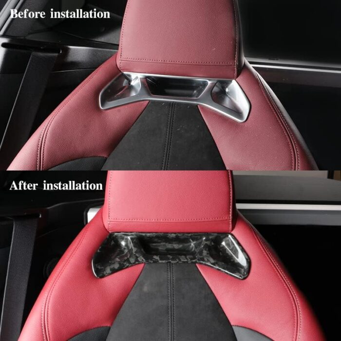 JSWAN Carbon Fiber Car Seat Headrest Cover for Supra A90 GR Seat Back Decoration Panel Cover Sticker, Seat Headrest Cover Fiber Interior Accessories (Bright Forging)