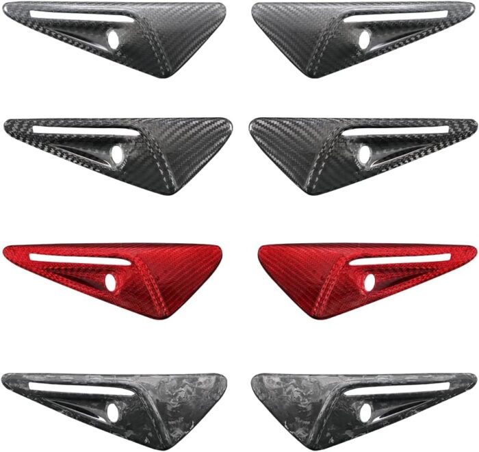 JSWAN Carbon Fiber Car Body Fender Camera Radar Decorative Cover Fit for Tesla Model 3/Y (2017-2023) Real Carbon Fiber Accessories (Forging Bright Black)