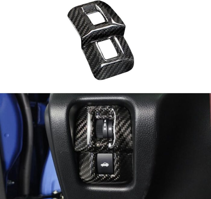 JSWAN Real Carbon Fiber Tailgate Switch Button Cover Fit for Subaru BRZ Scion FRS Toyota FT86 Trunk Switch Panel Trim Cover Headlight Switch Cover