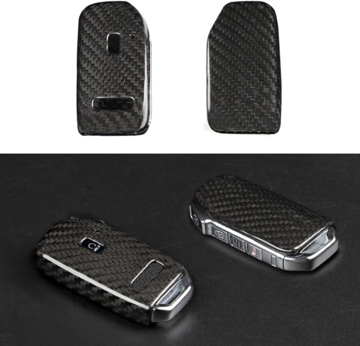 JSWAN Real Carbon Fiber Car Key Fob Cover Protector Shell for KIA EV6 GT/Gline (7 Buttons) Keyless Remote Control Smart Key Case Protector Cover (7 Buttons-Bright Black)