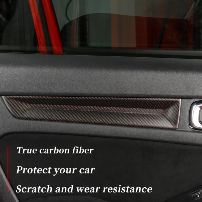 JSWAN 4Pcs Real Carbon Fiber Car Door Panel Cover Trim Fit for 11th Gen Civic Type r FL5 Typer Car Door Panel Protector Cover Car Interior Door Armrest Protection (Matte black)