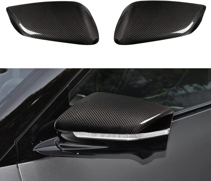 JSWAN Real Carbon Fiber Side Door Rearview Mirror Guard Cover for KIA EV6 (2021-2024) Rearview Mirror Cap Reverse Mirror Decor Shell Cover, EV6 Exterior Accessories (Bright Black)