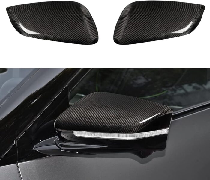 JSWAN Real Carbon Fiber Side Door Rearview Mirror Guard Cover for KIA EV6 (2021-2024) Rearview Mirror Cap Reverse Mirror Decor Shell Cover, EV6 Exterior Accessories (Bright Black)