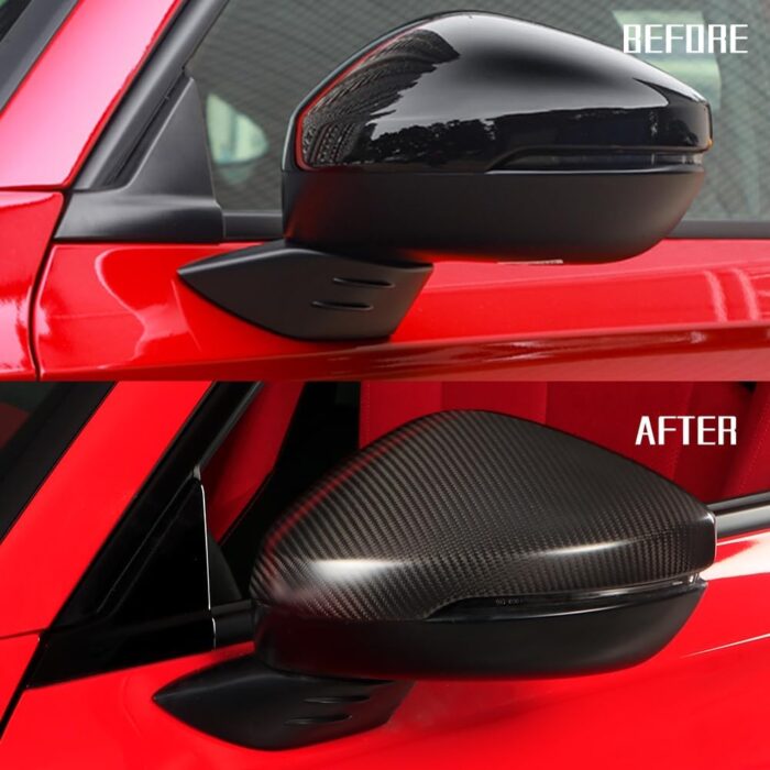 JSWAN 2pcs Carbon Fiber Side Rearview Mirror Guard Cover for 11th Gen Civic Type R FL5 Typer (2023) Reverse Mirror Shell Cover, Exterior Rearview Mirror Overlay (Matte Black)