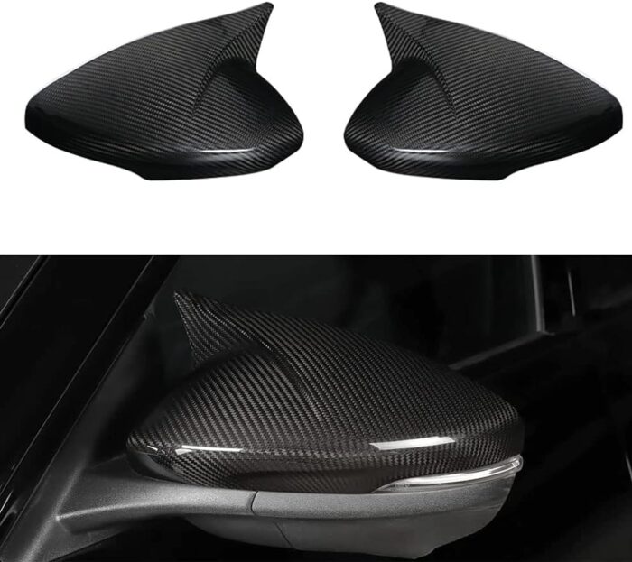 JSWAN Carbon Fiber Rear View Mirror Cover For Mustang Mach E Mach-E(2021 to 2023) Side Wing Rear View Mirror Trim Caps Covers, Side Mirror Cap RearView Mirror Cover