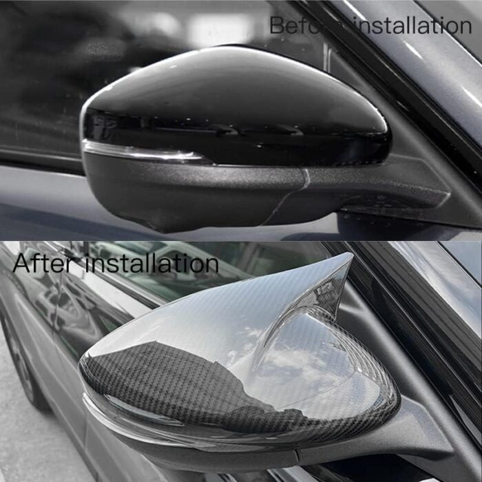 JSWAN Carbon Fiber Rear View Mirror Cover For Mustang Mach E Mach-E(2021 to 2023) Side Wing Rear View Mirror Trim Caps Covers, Side Mirror Cap RearView Mirror Cover