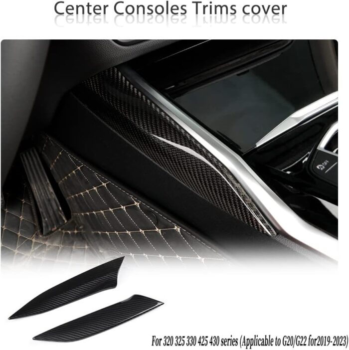 JSWAN Carbon Fiber Ultra Thin Center Control Side Trim Cover for BMW 3 Series G20 G22 320i 330i 325i 430i 425i M2 G87 i4 M50 i3 G28 Gear Shift Panel Cover, Central Control Gear Side Cover Frame Trim