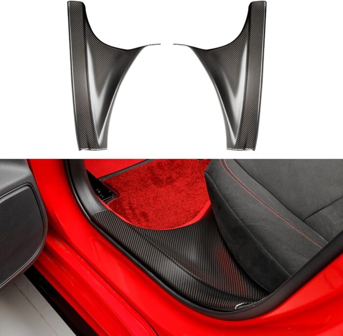 JSWAN 4pcs Real Carbon Fiber Car Door Pedal Kick Cover Fit for 11th Gen Civic Type R FL5 Typer Door Sill Cover Front and Rear Door Kick Panels Strip Overlay Accessories (4pcs Matte Black)