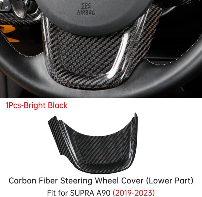 JSWAN Carbon Fiber Steering Wheel Panel Cover Fit for Toyota Supra GR A90 MK5 Steering Wheel Frame Trim, Steering Wheel Button Cover, Car Steering Wheel Panel Trim (Lower Part)