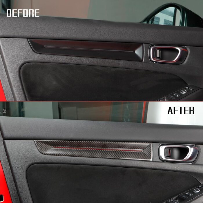 JSWAN 4Pcs Real Carbon Fiber Car Door Panel Cover Trim Fit for 11th Gen Civic Type r FL5 Typer Car Door Panel Protector Cover Car Interior Door Armrest Protection (Matte black)