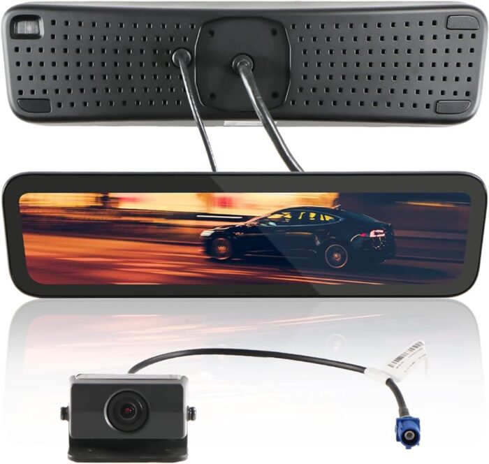 HANSSHOW Tesla 9'' Live Rear View Mirror Camera for Model 3, Ultra-Narrow Edge Design Rear View Mirror with LVDS Digital High-Definition Transmission (Model 3 2016-2019.02)