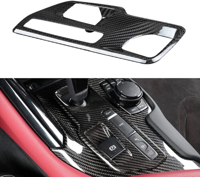 JSWAN Carbon Fiber Fit for Toyota Supra GR A90 A91 MK5 2019-2023 Gear Shift Panel Trim Cover, Gear Shift Console Anti-Scratch Panel Protector Frame Cover (for Left Hand Drive)