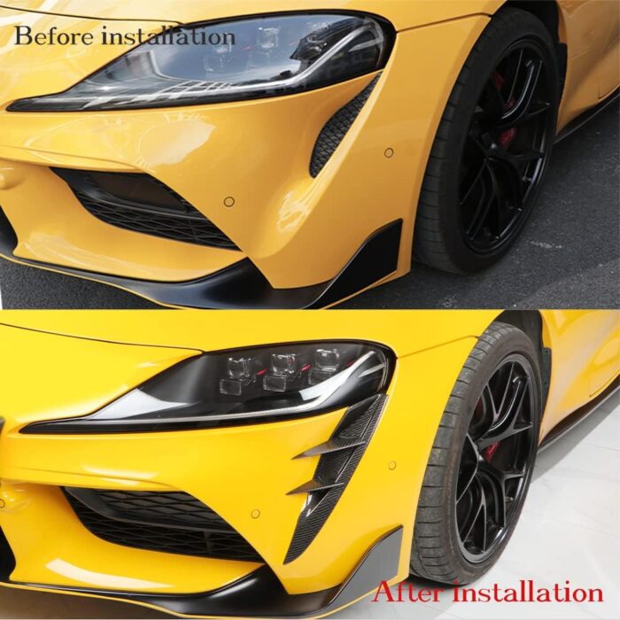 JSWAN Carbon Fiber Front Fog Light Eyebrow Cover for Supra A90 MK5 Headlights Trim Frame Decoration Patch Front Bumper Spoiler Sticker Bumper Armor Cover