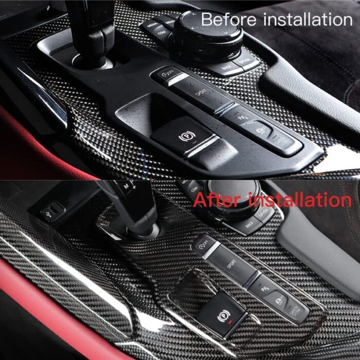 JSWAN Carbon Fiber Fit for Toyota Supra GR A90 A91 MK5 2019-2023 Gear Shift Panel Trim Cover, Gear Shift Console Anti-Scratch Panel Protector Frame Cover (for Left Hand Drive)