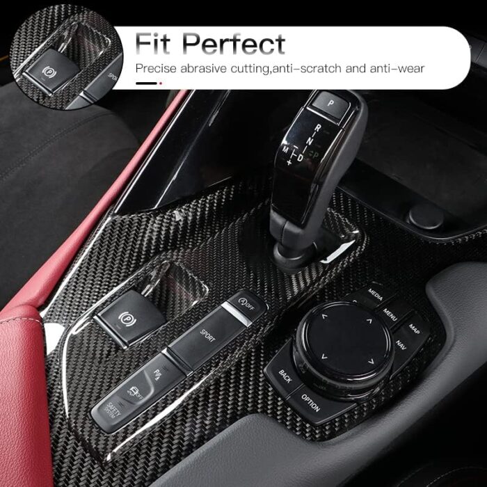 JSWAN Carbon Fiber Fit for Toyota Supra GR A90 A91 MK5 2019-2023 Gear Shift Panel Trim Cover, Gear Shift Console Anti-Scratch Panel Protector Frame Cover (for Left Hand Drive)