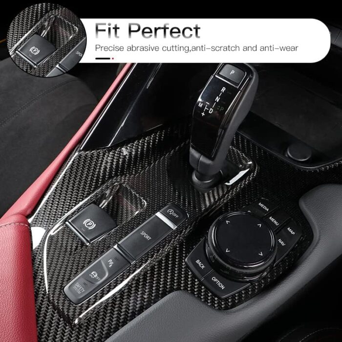 JSWAN Carbon Fiber Ultra Thin Center Console Gear Panel Sticker for Supra GR A90 LHD Gear Shift Panel Covers Frame, Car Interior Accessories