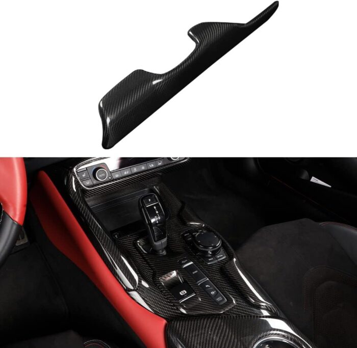 JSWAN Real Carbon Fiber Console Gear Shift Frame Side Cover Fit for Toyota Supra GR A90 MK5 2019-2024 Gear Shift Panel Trim Sticker, Dashboard Cover Central Control Cover