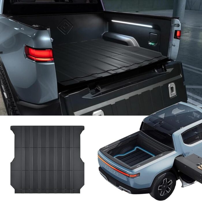 Tesplus Rivian R1T Truck Bed Mat Liner Foldable Accessories,Durable Heavy-Duty All-Weather Protection for Your Rivian R1T Truck Compatible with Rivian R1T 2022 2023 Accessories