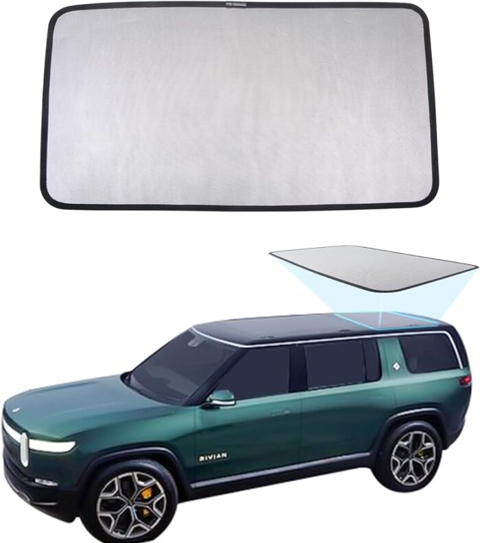 HANSSHOW Sunshade Glass Roof Sunshade Compatible with Rivian R1S, UV Blocking/Heat Insulation Cover Set Foldable Sun Shade Compatible with Rivian R1S 2022 2023 (1 pcs)(No Clips/Suctions Needed)