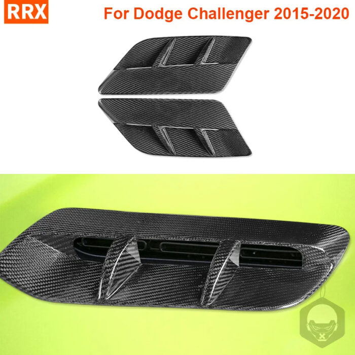 Engine Hood Air Outlet Vent Tuyere Cover For Dodge Challenger 2015-2020 Real Carbon Fiber Trim Car Interior Refit Accessory