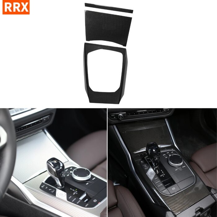 For BMW 3 Series G20 G28 2019-2020 Carbon Fiber Gear Shift Surround Cover Trim Center Console Storage Sticker Car Accessories