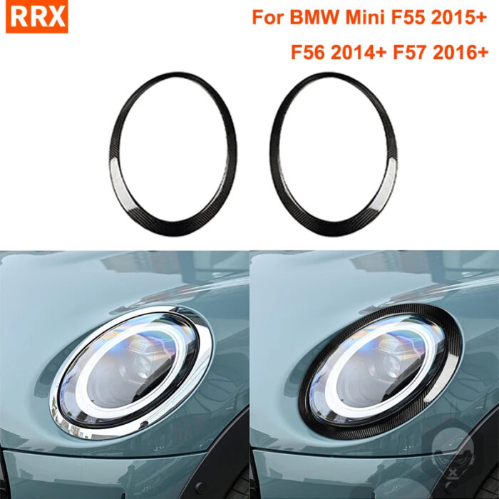 For BMW Mini F55 2015+ F56 2014+ F57 2016+ Front Headlight Headlam Frames Real Carbon Fiber Car Exterior Refit Accessories