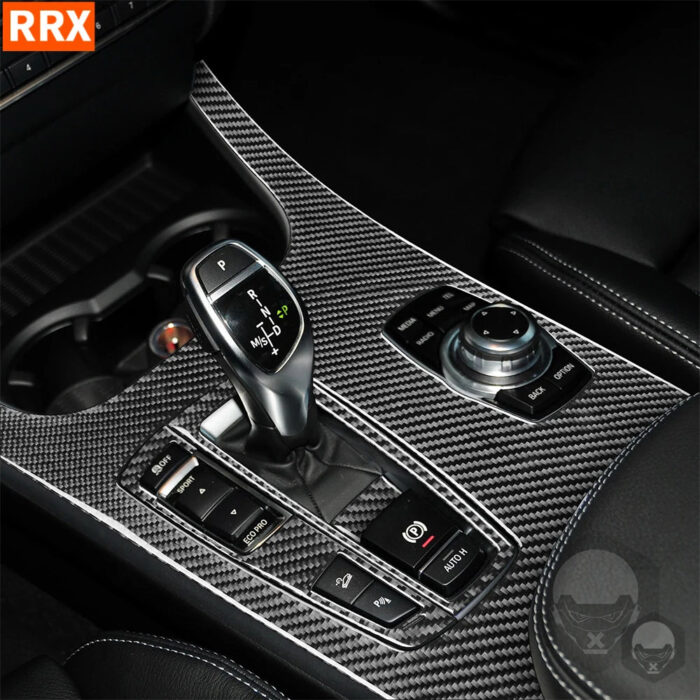 For BMW X3 F25 2011-2017 Gear Shift Gearbox Control Panel Set Cover Trim Real Carbon Fiber Stickers Car Interior Accessories