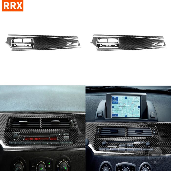 For BMW Z4 E85 2003-2008 Black Color Carbon Fiber Stickers Air Outlet Frame Radio Dashboard Panel Interiors Car Accessories