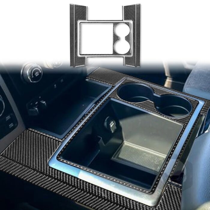 For Dodge Ram 2013 2014 2015 Gear Shift Cup Holder Panel Frame Cover Trim Real Carbon Fiber Sticker Car Accessori Interior