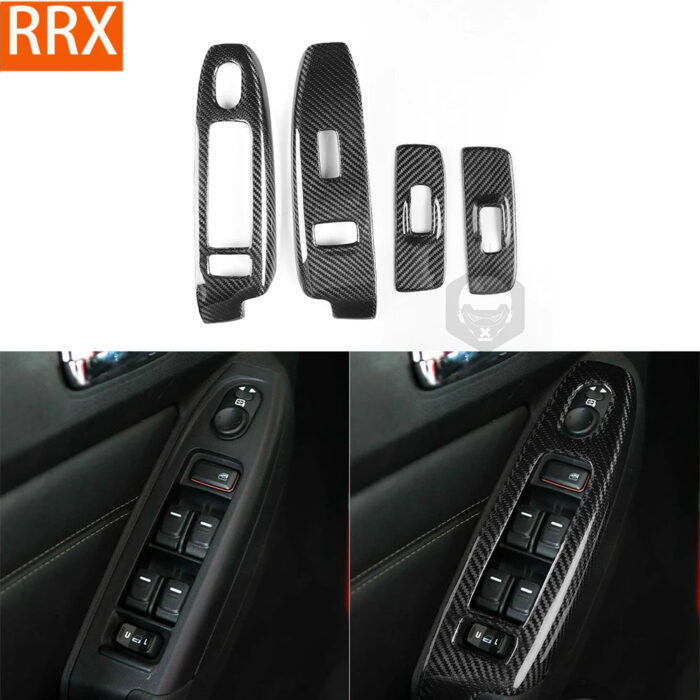 For Hummer H3 2007 2008 2009 2010 Window Lift Control Panel Trim Cover Real Carbon Fiber Hardware Refit Car Interior Accessorie