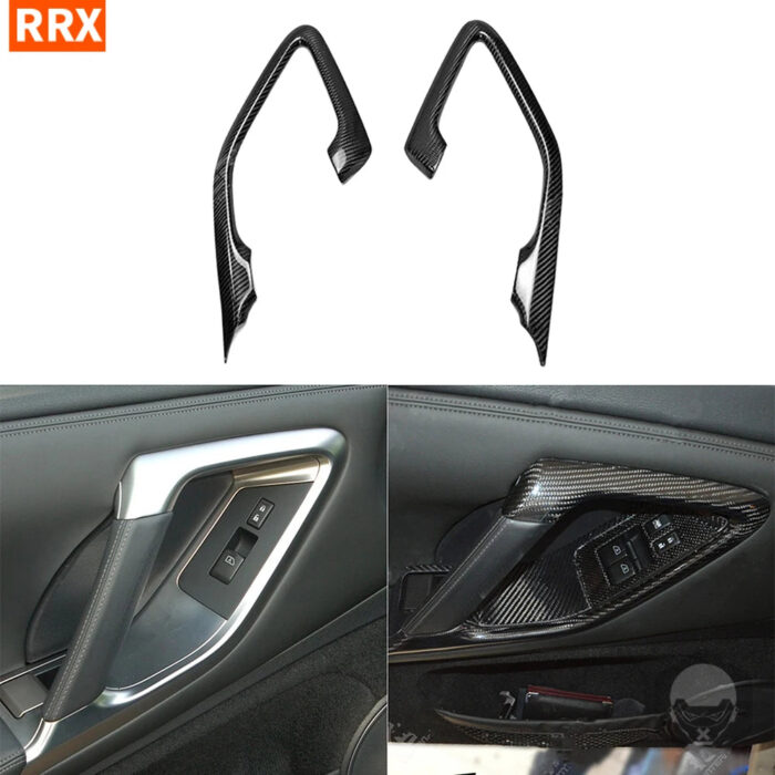 For Nissan GTR R35 2008-2016 Inner Doors Handle Panel Trim Cover Real Carbon Fiber Car Interior Modification Accessories