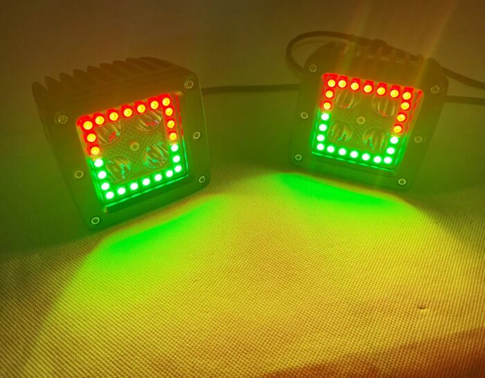 16W 3 Inch Led Lights Pods 12v Rgb Chasing Square Led Spot Work Light for 4x4 Trucks