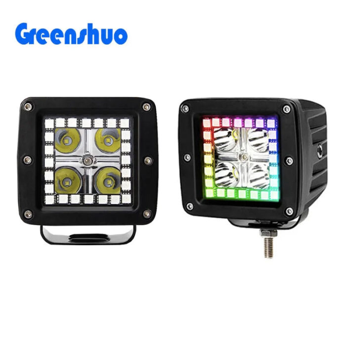 3inch RGB Led Pod Chasing Halo Ring Car Accessories Fog/Driving WorkLight App&remote Control