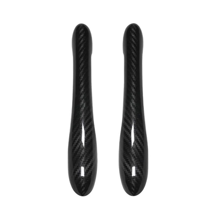 1 Pair of Stick-on Carbon Fiber Glossy 3k Beveled Door Handle Cover Panel Trim For Maserati GT GTS GC 2008-2012