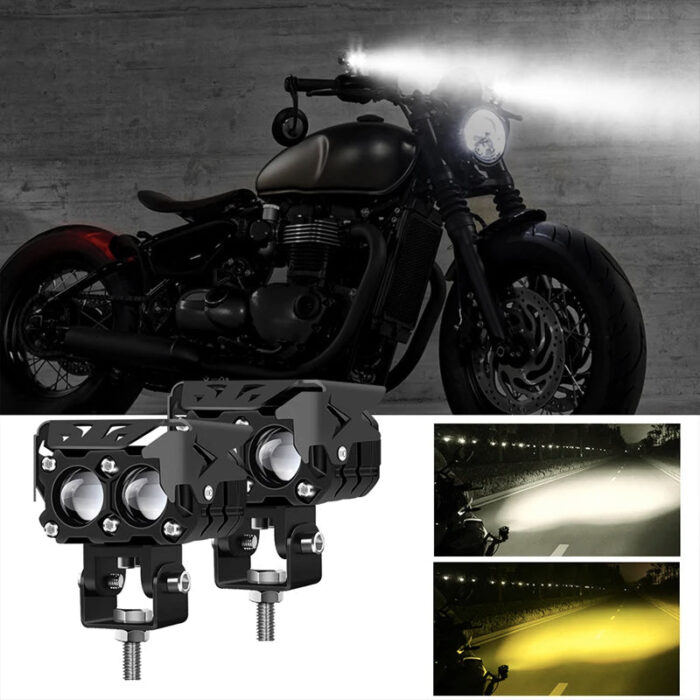 Dual Color Led Fog Lamp Driving Lights Amber White Motorcycle Head Led Light