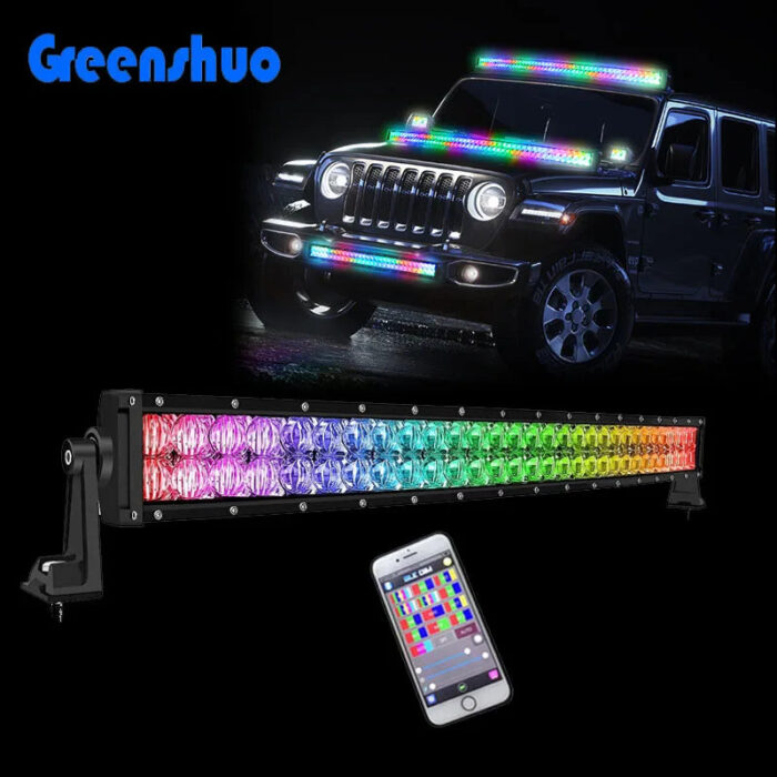 50 52inch RGB Led Chasing Light App Control 5D Curved Led Light Bar for Trucks Utv Off Road Jeep