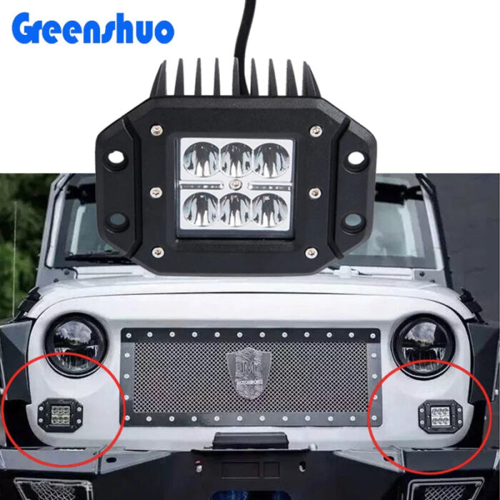 5inch 24w Car Work Spotlights Flush Mount Led Pod Light for 4x4 Trucks offroad Jeep