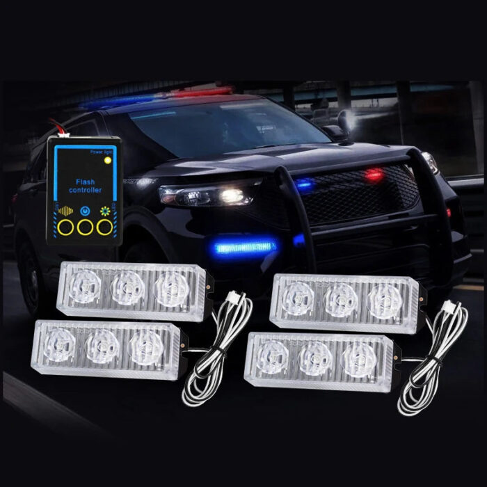 4pcs Led Car Lights Flashing Lamp Daytime Running Warning Light Front Bumper Grille Led