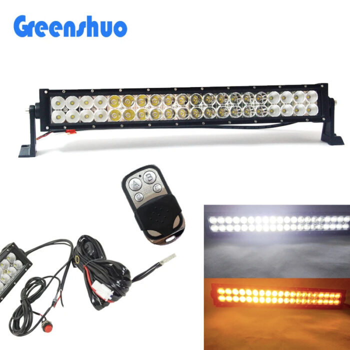 LED Bar Curved/Straight Barra 15-52 Inches 4x4 Car Roof Lights Bar for Jeep Truck Wholesale 120 Watts white+Amber