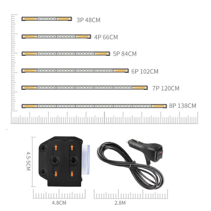 Automotive Sucker Emergency Warning Lamp Flash Strobe Light Bar Truck