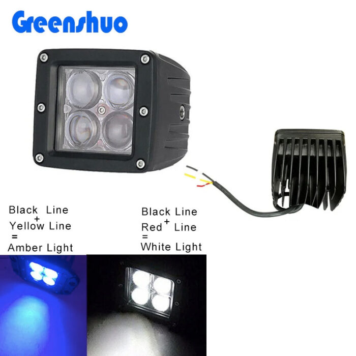 16w 3inch Led Cube Light 4D Square Led Pods Offroad 4x4 Backup Led Work Light 12V Fog Light for Cars Universal Dual Color Ltd.