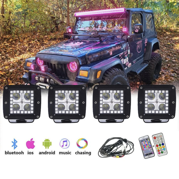 OEM Cube RGB Pod Led Lights Chasing Halos Led Working Light For 4x4 Trucks Ford Off Road