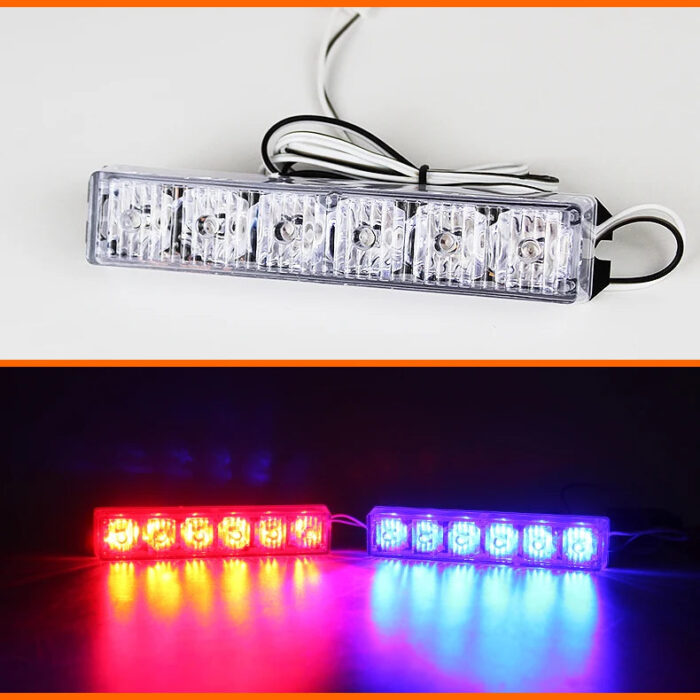 6Led Red Blue Truck Front Bumper Grille Led Light Emergency Strobe Warning Light Remote Control