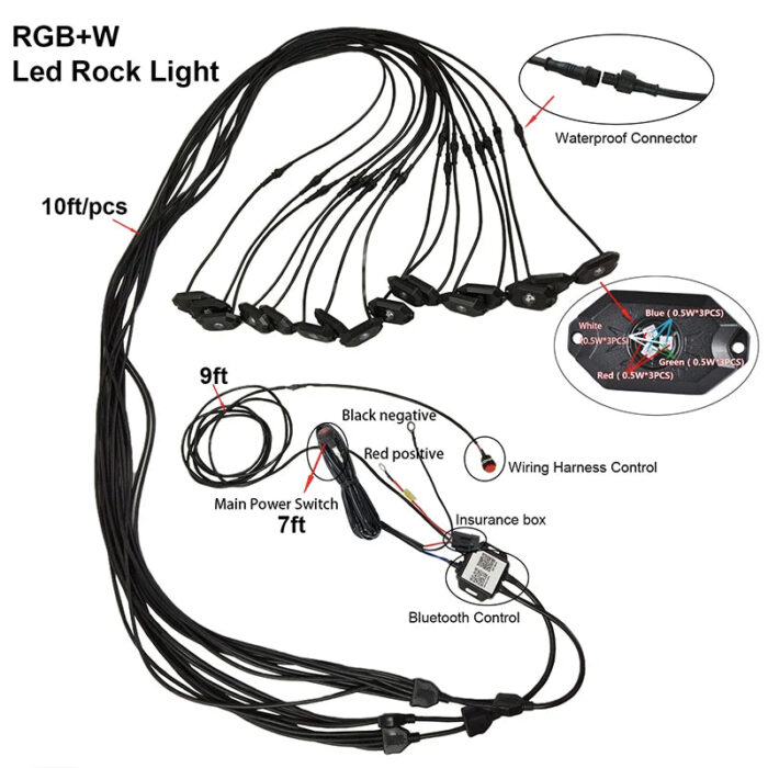 High Quality Rgb Rgbw Led Rock Lights Kits 16Pods Blue-tooth Control By App